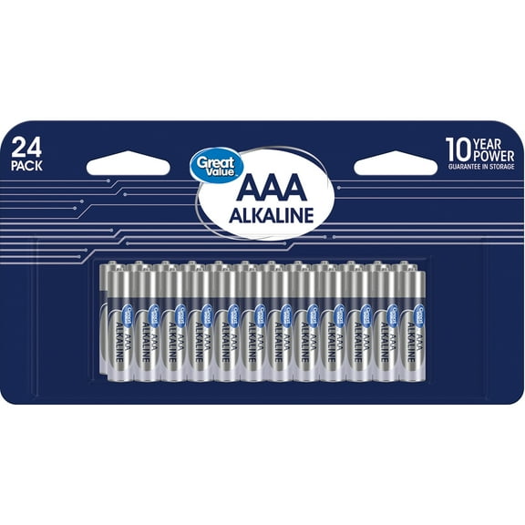 Great Value Alkaline AAA Batteries (24 Pack)