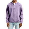 thumbnail image 5 of Hvogkswy Long Sleeve Henley Shirts for Men Solid Button Stand Collar Casual Denim Shirt Fashion Vintage Button T-Shirts, 5 of 6