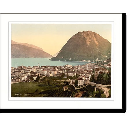 Historic Print, Lugano general view Tessin Switzerland, 16" x 20"