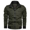 thumbnail image 5 of Jackets Tops For Men Casual Solid Color Stand Full Zip Long Sleeve Pocket Trench Loose Mens Fall Coats,Army Green,XL, 5 of 5