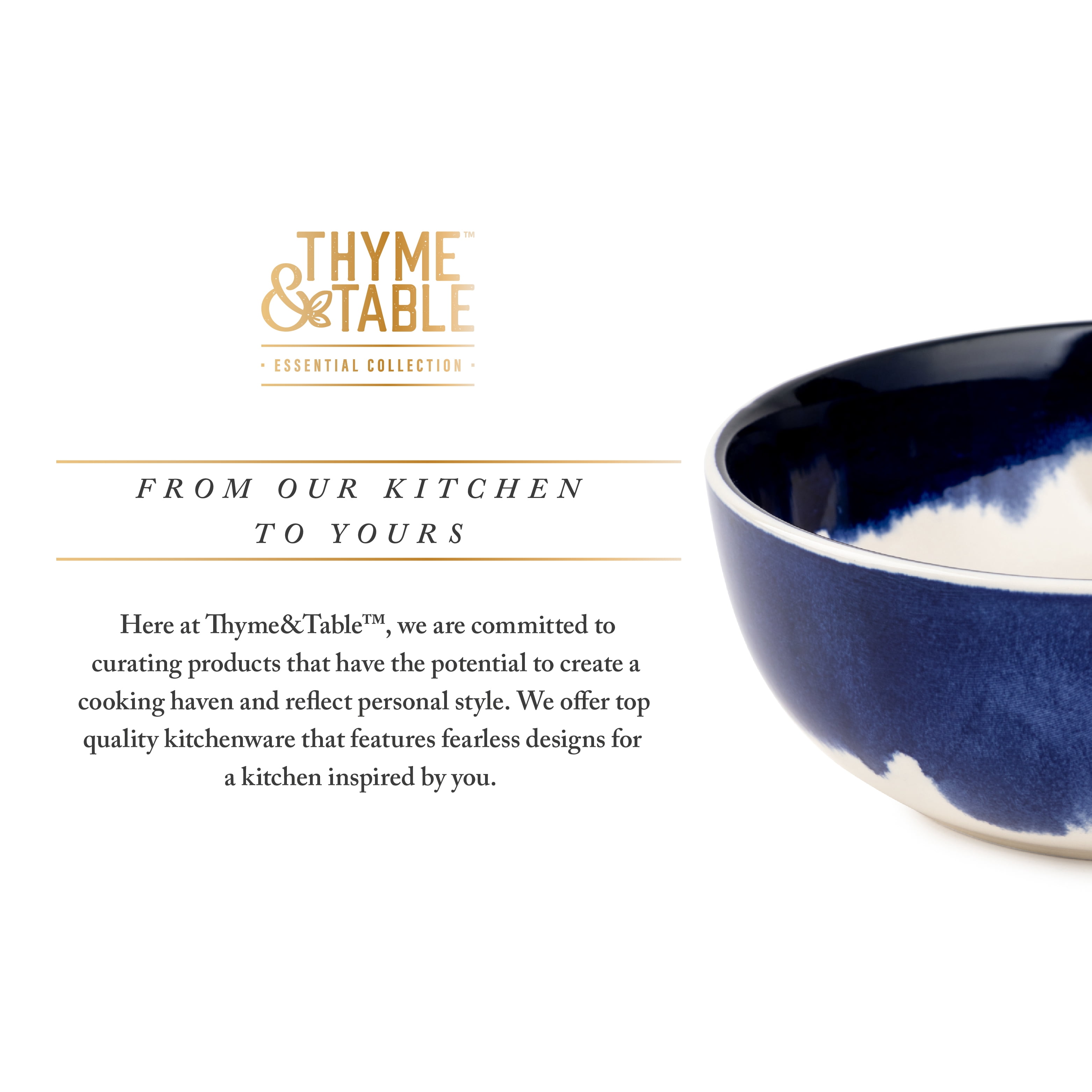 Thyme & Table Blue Drip Stoneware Cereal Round Bowl