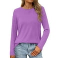 thumbnail image 2 of Lenpel Women's Long Sleeve Tops Soft Casual Crew Neck Solid Color Basic T Shirts Loose Tunic Tee Tops, 2 of 7