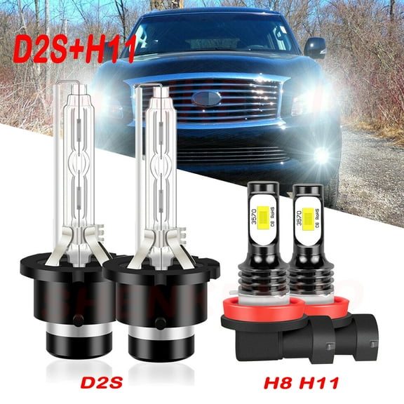 D2S HID Headlight Bulbs for Infiniti FX35 2006 2007 2008 2009 2010 2011 2012 H8 H11 Led Fog Lights 4pcs