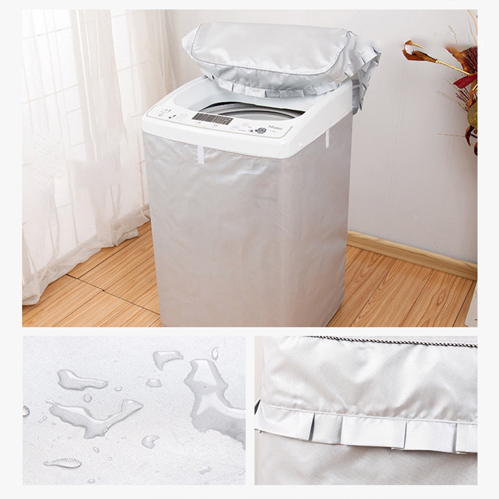 AYYUFE Washing Machine Cover Breathable Dust-proof Silver Color Good Heat Dissipation Washer Cover for Balcony