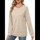 thumbnail image 3 of Sudaderas para Mujer, Suéteres de Cuello Redondo con Mangas de Punto , Moda 2025 Albaricoque M, 3 of 8