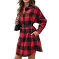 thumbnail image 4 of hirigin Women Long Plaid Coat, Long Sleeve Lapel Buttons Spring Street Casual Party Plaid Cardigan, 4 of 6