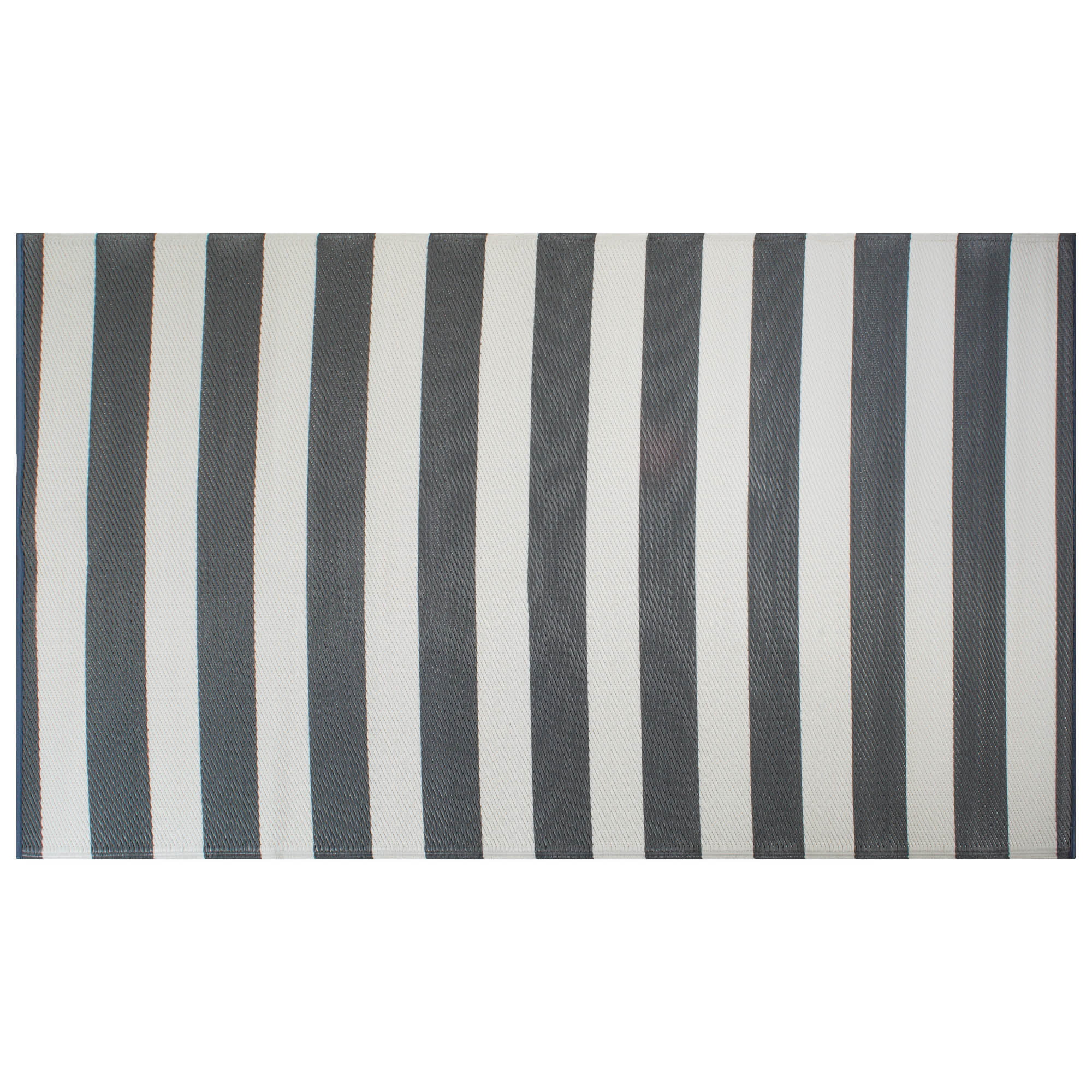 Indoor Outdoor Runner Floor Mat Striped Gray & White Reversible