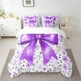 thumbnail image 2 of Erosebridal Purple Bow Bedding Queen Size,Spring Garden Bedding Sets Queen Size,Kawaii Bowknot Comforter Sets with Sheets,Ultra Soft Floral Bedroom Decorative,Reversible,7 Pieces, 2 of 6