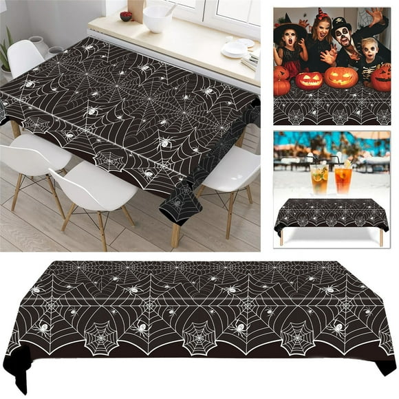 DPTALR Halloween Disposable Tablecloth Plastic Rectangular Table Cover Halloween Party Tablecloth