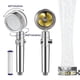 thumbnail image 2 of Cabezal de ducha de alta presión, cabezal de ducha con flujo de ahorro de agua, boquilla de pulverización giratoria de 360 grados con ventilador de refuerzo, accesorios de baño, 2 of 5