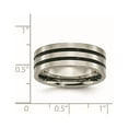 thumbnail image 6 of Chisel Titanium Polished Black Enamel Grooved 8mm Flat Band, 6 of 7