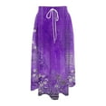 thumbnail image 3 of YUEJUIR Skirts for Women Trendy Summer Boho Skirts for Women Trendy Summer Flowy Floral Midi Skirts with Pockets Lightweight Drawstring High Waisted Skirts A Line Skirt Boho Skirt (Purple,M), 3 of 4