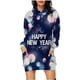 thumbnail image 1 of ICHUANYI Clearance Fashion Women Hooded Dress Pullover Long Sleeve Printing Pocket Casual Sweatshirt Dress(Blue, M) ICHUANYI WER2023081501189, 1 of 6