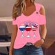 thumbnail image 4 of Tops de Hombro Frío para las Mujeres Día de la Independencia Impreso Fuera Del Hombro Blusa con Cuello en V, Fuera Del Hombro de las Mujeres, 4 of 4
