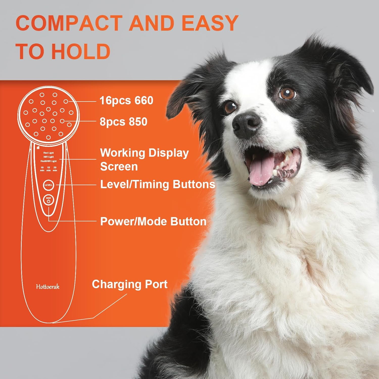 Portable Red Light , Handheld Red Light for Body, Near Infrared Light 660nm & 850nm at Home, Sliver