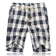 thumbnail image 3 of Thousandth Men's Summer Color Plus Size Blocked Checkered Cottonlinen Five Quarter Pants Casual Pants Straight Leg Beach Pants Men's Shorts, 3 of 7