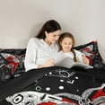 thumbnail image 5 of Homewish Retro Boho Moth Queen Comforter Set,Gothic Style Bedding Sets,Red White Black Bedding Comforter Set For Girls Boys,Luxury Bedroom Decor Reversible,3-Piece, 5 of 8