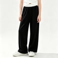 thumbnail image 2 of ZVAVZ Lightweight Wide Leg Pants for Girl Elastic Waist Running Pants Fashion Casual Daily Pants Black 10-11Years, 2 of 7