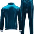 thumbnail image 4 of Chándal de terciopelo para hombre, conjunto de 2 piezas, sudaderas con cremallera, chaqueta, pantalones con bolsillos, 4 of 5