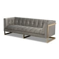 thumbnail image 3 of Baxton Studio Ambra Glam and Luxe Grey Velvet Fabric Upholstered and Button Tufted Sofa with Gold-Tone Frame, 3 of 12