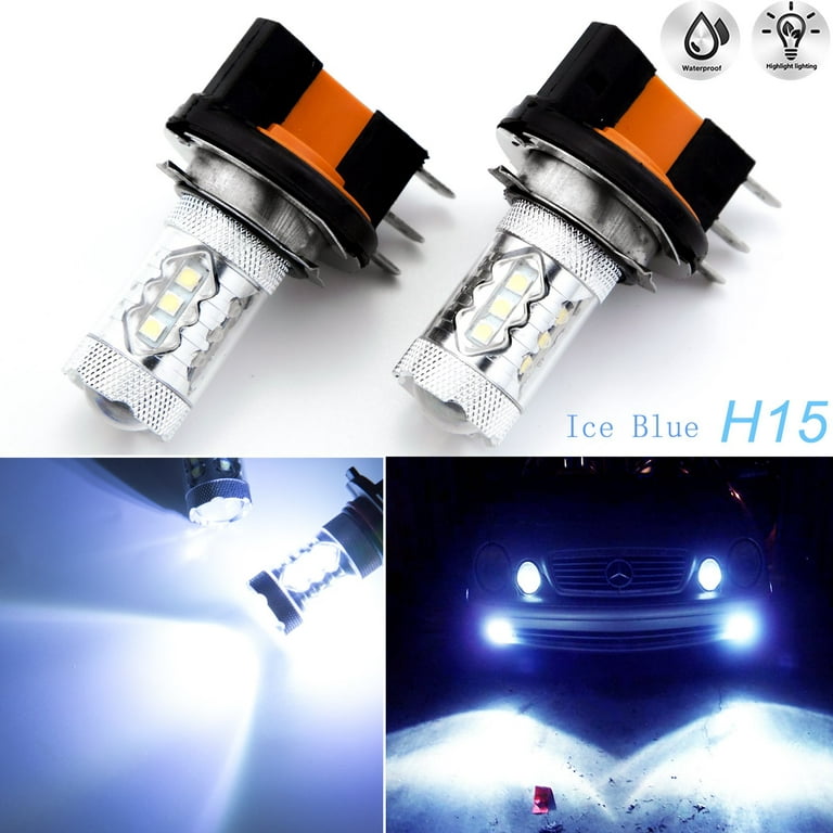 Xotic Tech 2x 10000K Ice Blue H15 2828 SMD LED Projector Lamps DRL Daytime  Running Light For BMW Mercedes VW Volksvagen Audi etc 
