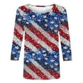 thumbnail image 4 of GERsome 4th of July T-Shirt for Women 3/4 Sleeve Crewneck American Flag Tshirt Funny USA Stars Stripes Patriotic Graphic Tee S-5XL, 4 of 5