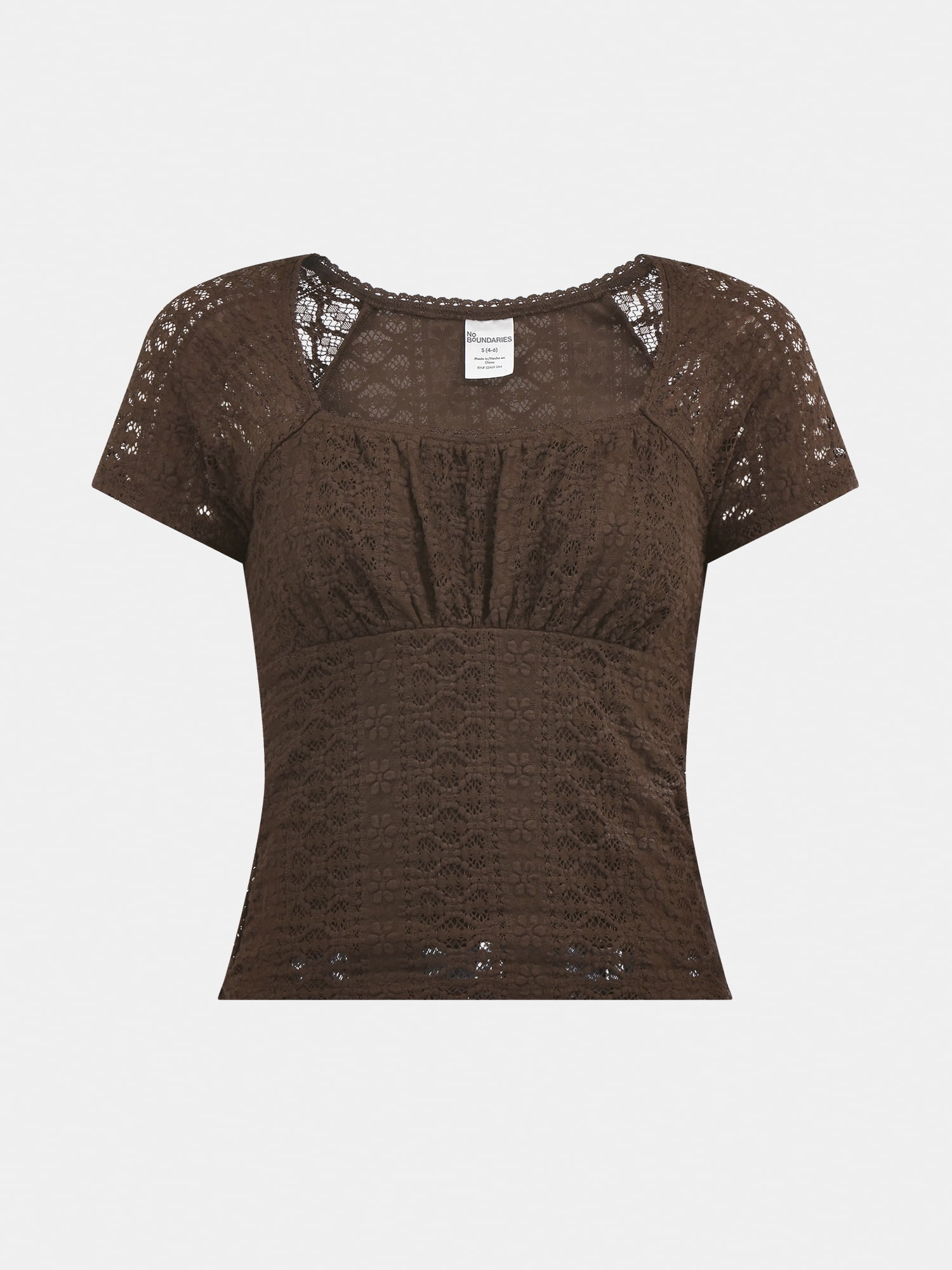 No Boundaries Lace Square Neck Top, Women's