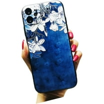 Gorgeous Floral Embossed Design Soft TPU Phone case for iPhone 14 13 12 11 8 7 6 S X XS XR Plus Pro Max Mini Protective Cover Charming Thin Light Drop Proof Bumper(Blue,13 Pro max)