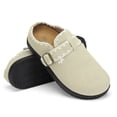 thumbnail image 3 of LuckLilac Women Mule Slipper Lace Trim Suede Flat Shoes for Indoor Outdoor, 3 of 5