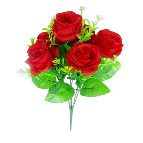 Feltree Bouquet de Fleurs de Simulation Rose avec 6 Fleurs Réalistes - Déco Florale en Soie pour Table à Manger/salon, Centre de Table de Mariage et Cadeau de la Fête des Mères avec Tiges Flexibles