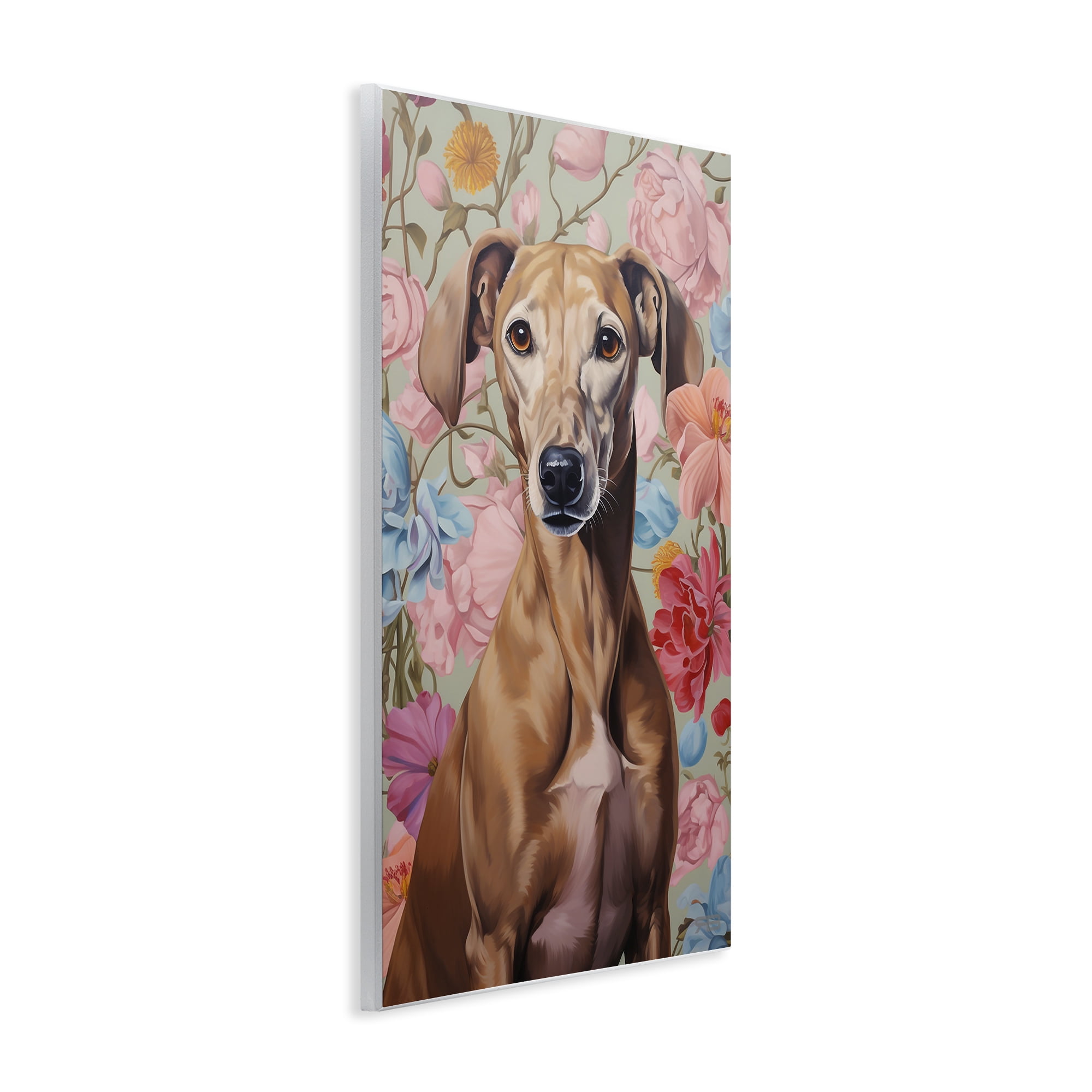 Stupell Industries Greyhound on Florals Animals & Insects Painting Unframed Art Print Wall Art, 10 x 15