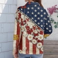 thumbnail image 4 of Domzest Womens Usa 250th Anniversary Shirt Patriotic V Neck Long Sleeve Butoon Down Shirt 4th Of July Graphic Tshirt Blue XL, 4 of 4