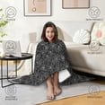 thumbnail image 4 of Wearable Blanket,Spider Web Border Halloween Pattern Hooded Wearable Flannel Blanket for Adults & Teens,Winter Poncho Shawl Wrap Cape Cozy Anti-Pill,50"x60", 4 of 5