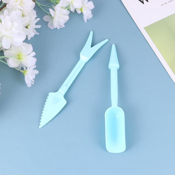 IBASETOY 10Pcs Blue Plastic Garden Widger Tool Set for Digging Transplanting Planting and Soil Aerating