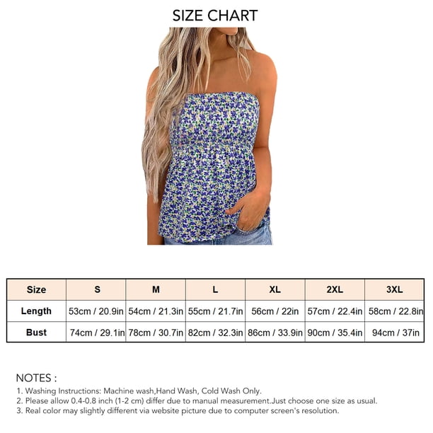 Tops de Tubo Fruncidos para Mujer sin Tirantes Bandeau Plisado Estampado Ajustado para Verano ANGGREK Otros