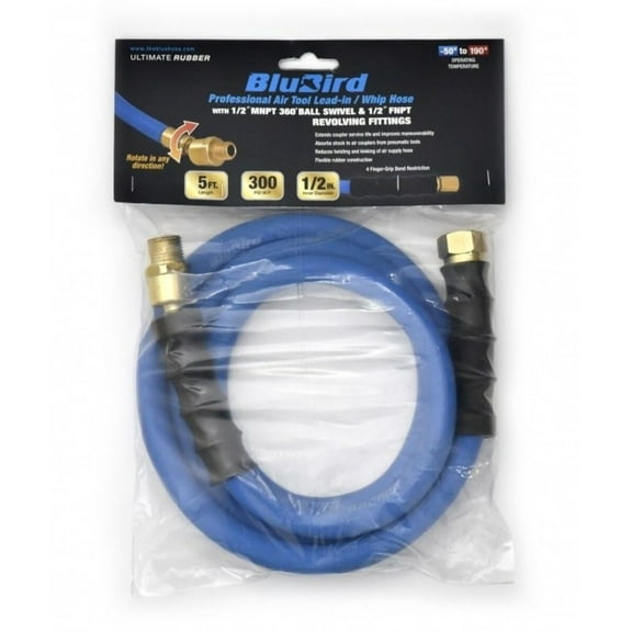 Blubird 1/2 Inch X 5 Ft. Rubber Whip/snubber Air Hose