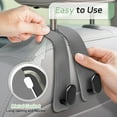 thumbnail image 5 of Car Seat Headrest Hooks - 2 Pack Universal Car Purse Hook, Leather Car Bag Purse Holder with Double Metal Hooks for Handbags, Grocery Bags, Bottles, Phones Gray, 5 of 8