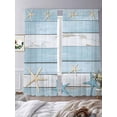 thumbnail image 3 of Summer Beach Theme Sheer Curtains 2 Panels Set Blue and White Wood Grain Beige Starfish Sheer Window Curtains Light Filtering Rod Pocket Voile Drapes for Bedroom Living Room 52"X84", 3 of 9