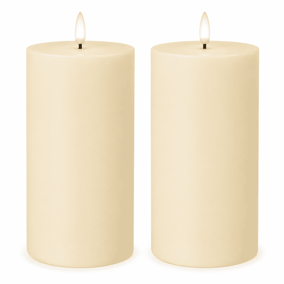 ANGELLOONG Waterproof Flameless Candles with Timer, Flickering LED Pillar Candles Battery Operated for Patio Wedding Decor 2 Pack 3 x 6 in