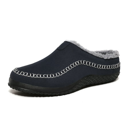 

Men s House Slippers Cozy Moccassin Slippers Non-Slip Warm Suede House Shoes Soft Comfy Bedroom Slippers Men s Mules Clogs Indoor Outdoor Loafers Suede Size 9.5 Blue 43