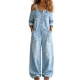 thumbnail image 2 of ClodeEU Women's Denim Wide Leg Jumpsuit,Sleeveless Button Down Overall Romper with Pockets ,Women's Plus XXL, 2 of 4