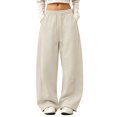 thumbnail image 5 of Migroa Women’S Barrel Sweatpants Loose Fit Lounge Pants Casual Wide Leg Pants Baggy Lounge Comfy Flowy Sweat Pants with Pockets Casual Drawstring Trousers with Pockets Beige L, 5 of 6