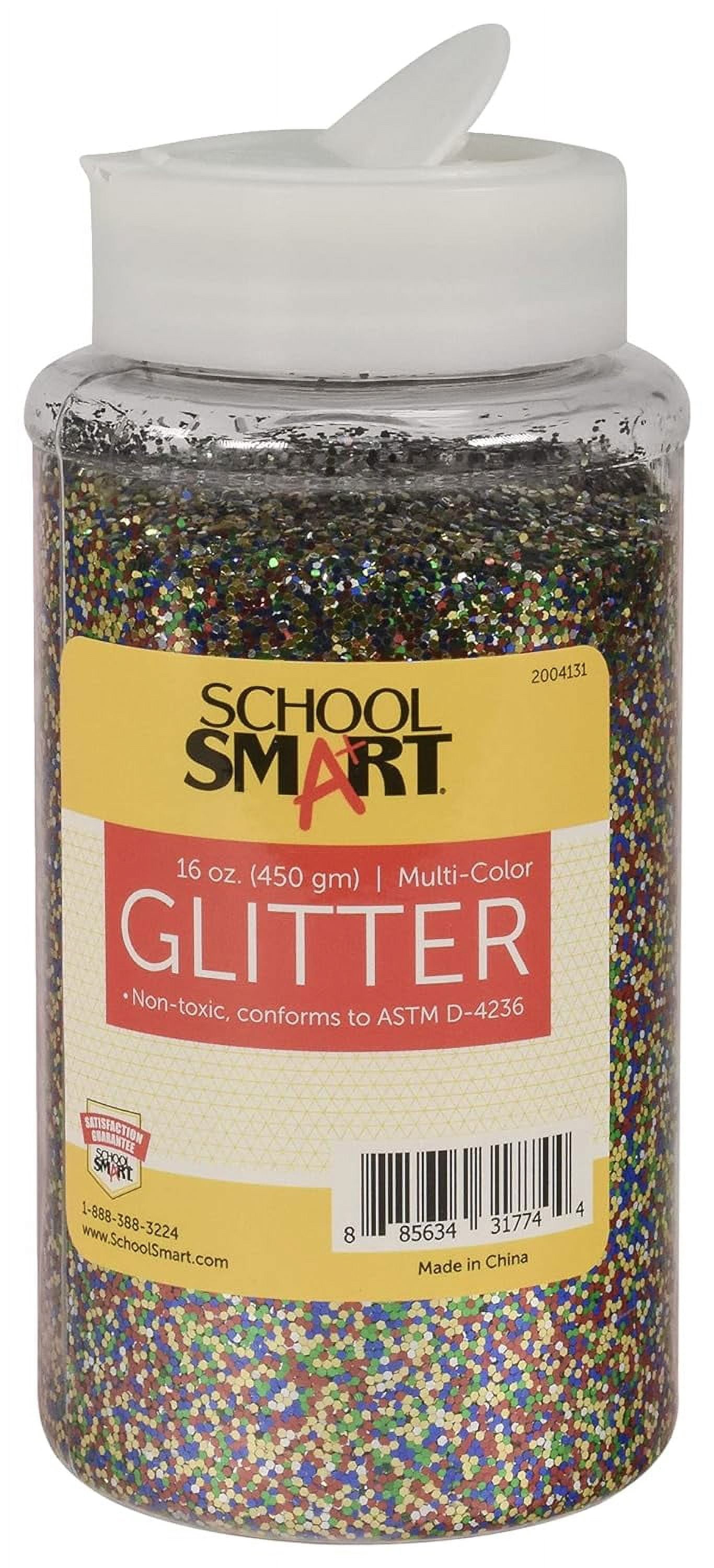 School Smart 2004131 1 lbs Jar Craft Glitter, Multi Color