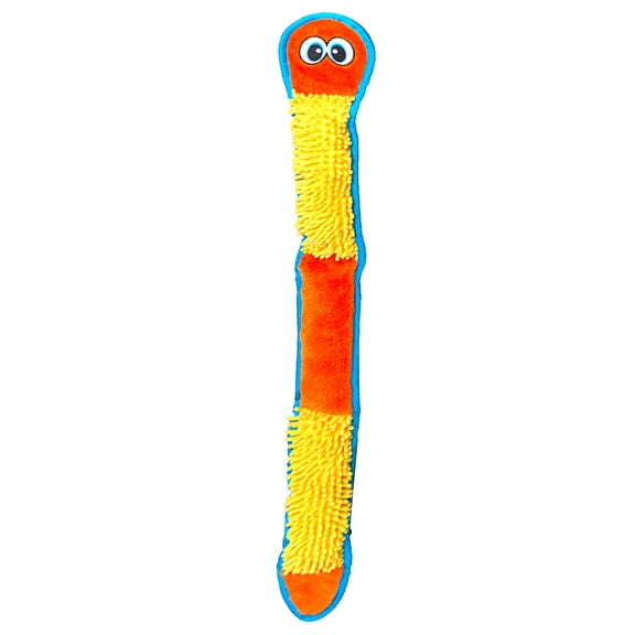 Outward Hound Durablez Stuffing-Free Squeaky Interactive Dog Toy, Tough Plush, Nubby Snake, Blue, XL