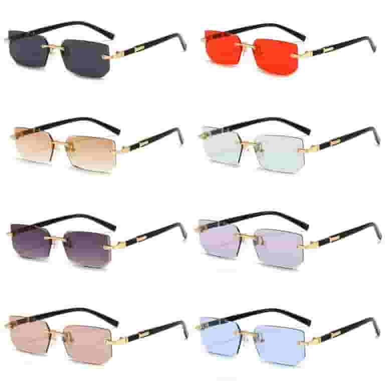 大人気新作 Square Trend Ins Rimless Women Men Sunglasses Edge Cut Clothing