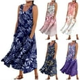 thumbnail image 3 of Ruyang Women's Floral Print Plus Size Dress Sleeveless Round Neck Loose Stretch Comfortable Plus Size Summer Dress Smocked Dresses for Women, 3 of 3