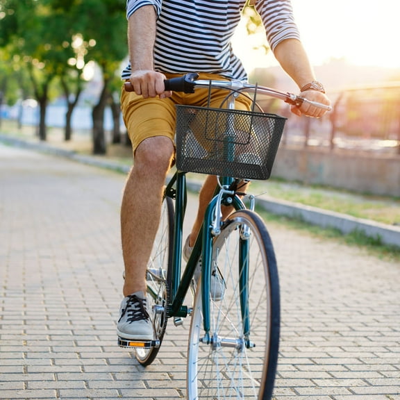 Tineasur Black Metal Bike Front Basket with Large Storage Capacity and Easy Handlebar Installation