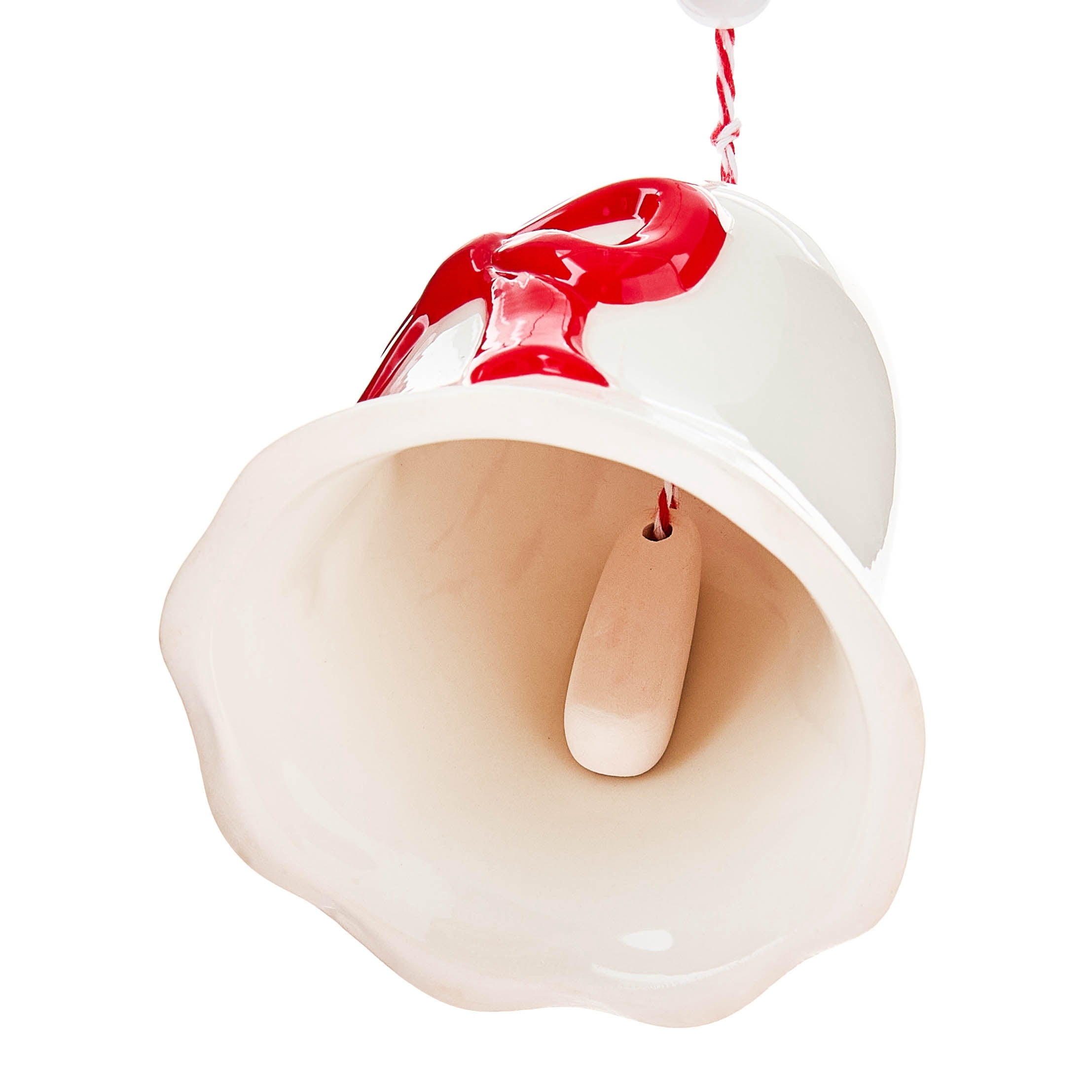 Red and White Bell with Bow Christmas Ornament, 4", by Holiday Time