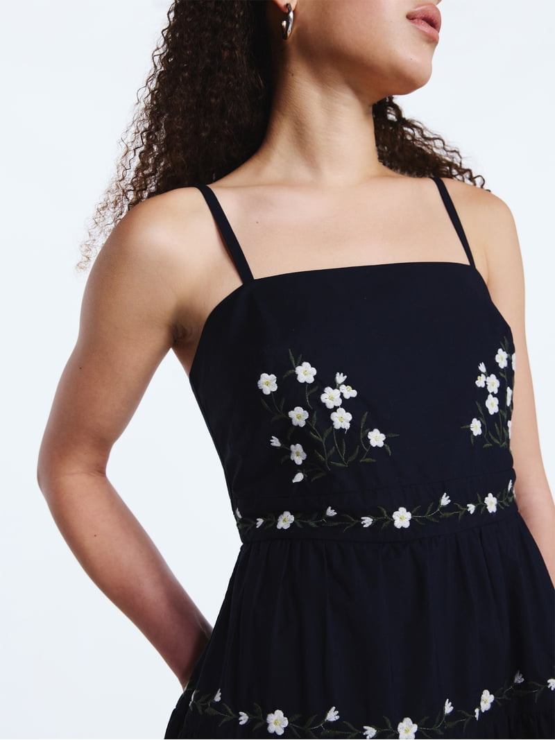 Free Assembly Women's and Women's Plus Embroidered Cotton Midi Dress, Sizes  XS-4X