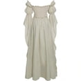 thumbnail image 4 of Guieoi Womens Dresses Long Sleeve Court-Style Asymmetrical Gothic Solid-Color Maxi Dress Maxi Dress Beige L, 4 of 6
